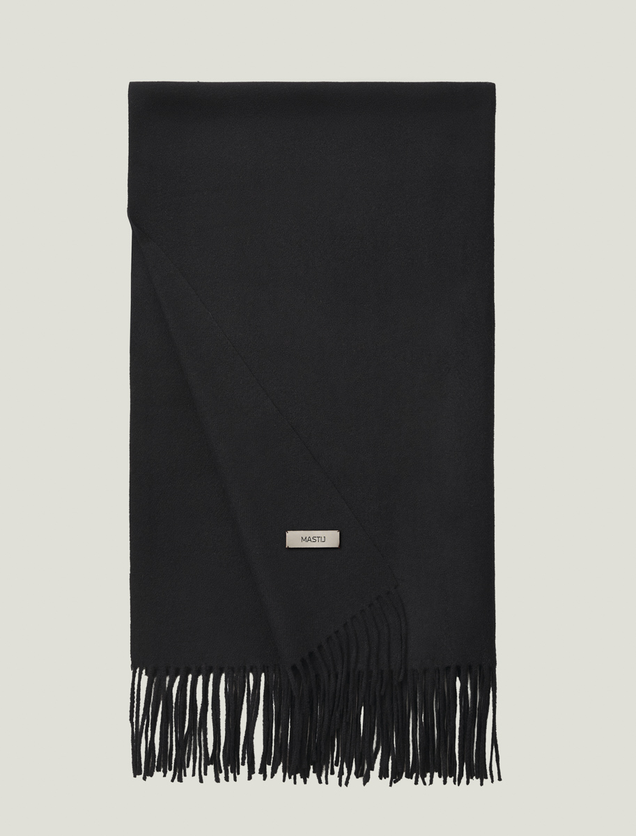 Fringed Cashmere ScarfBLACK ONE SIZE